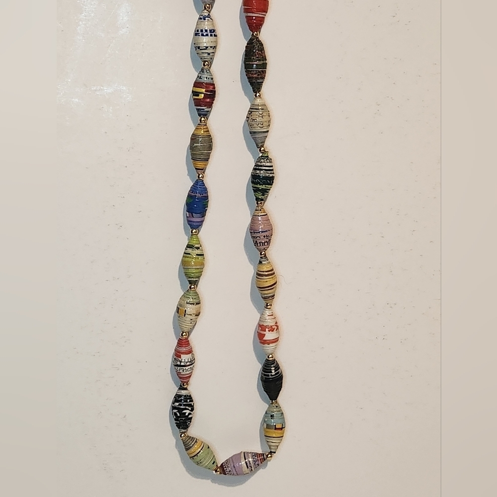 Infinity Style Multi-colored Recycled Paper bead necklace - Picture 4 of 6